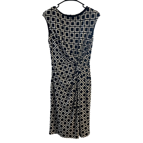 Lauren Ralph Lauren Dresses & Skirts - Lauren Ralph Lauren Navy White Geometric Twist Waist Sheath Dress Women's 6